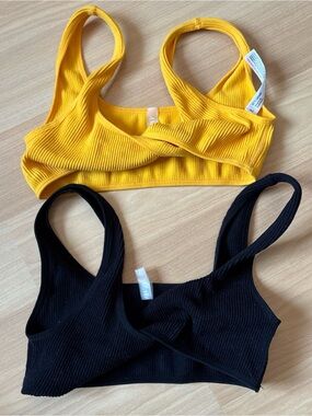 Charlotte Russe Yellow & Black Ribbed Bralette Set